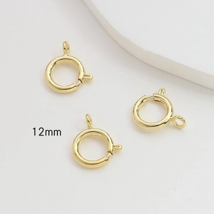 Detalle de cierres de resorte de 12mm bañados en oro 14k para joyería DIY