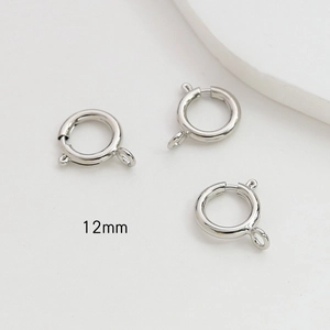 Detalle de cierres de anillo de resorte de 12mm en plata para collares de bricolaje