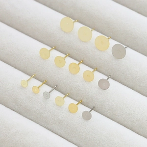 Flat post earrings with S925 silver pins in gold and silver plating for DIY jewelry making