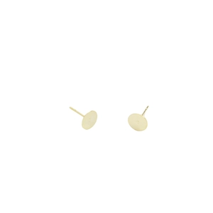 Minimalist gold plated circular stud earrings with flat disc surface and S925 silver pins