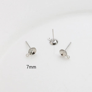 7mm S925 Silber Ohrstecker mit Halbschale und Öse für DIY Schmuckherstellung