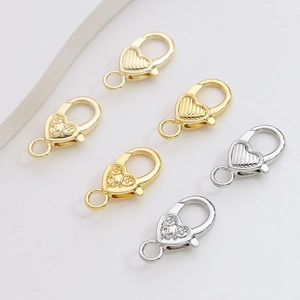 Grand Fermoir Mousqueton en Cœur Cuivre Rempli d'Or Préservant la Couleur Composants de Fabrication de Bijoux DIY Fermoir Métallique pour Artisanat