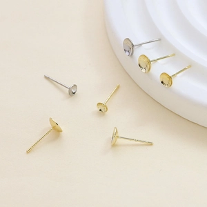 Basi per orecchini a perno rotondi in oro 14k e argento S925 per creazione di gioielli