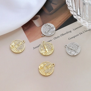 Gold and silver castle building pendants with micro-set zircon for jewelry making