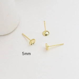 Basi per orecchini a lobo da 5mm placcate in oro con perno in argento S925 per fai da te