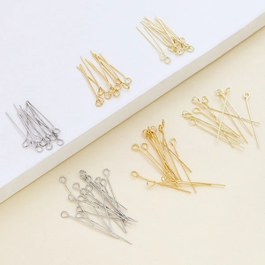 DIY jewelry 14k gold plated eye pins in gold and silver for beaded necklace and earrings