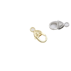 Fermoirs mousquetons cœur en or et argent avec motifs floraux en relief pour bijoux DIY