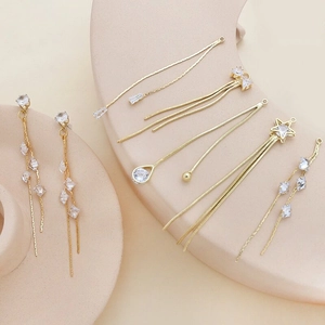 Pendentifs à pompons dorés et boucles d'oreilles en zircone pour bijoux DIY