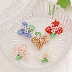 Five-piece set of handmade crystal glass flower beads for DIY jewelry and hair accessories
