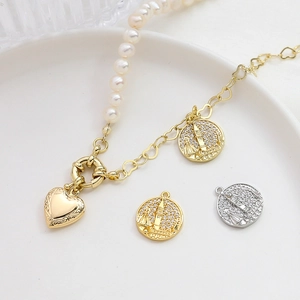 Vintage Copper Gold Plated Castle Pendant With Zirconia London Architecture Charms For DIY Necklace Bracelet Jewelry Making