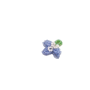 Handmade light blue glass beaded flower accessory with green leaf for DIY jewelry making