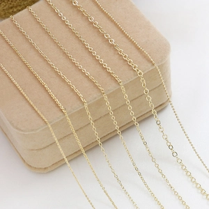 Various styles of 14k gold-plated jewelry chains for DIY necklace and bracelet making