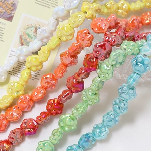 Japanese Style Kawaii Ceramic Cat Paw Beads Pearlescent Glazed Loose Beads For DIY Handmade Bracelet Necklace Jewelry Making
