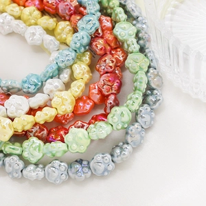 Colorful iridescent ceramic cat paw beads for DIY handmade jewelry bracelets and necklaces