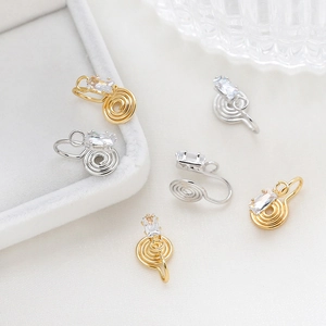 Convertitori per orecchini a clip placcati oro 18k con zirconi rettangolari per gioielli DIY