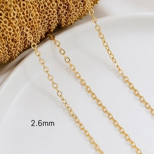 Detailed close-up of 2.6mm wide 14k gold-plated O-chain for DIY jewelry making