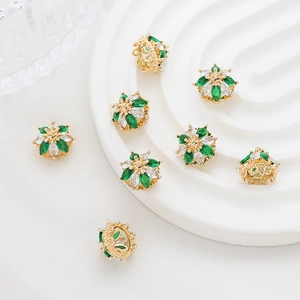 18K Vergoldetes Messing Zirkonia Blume Quastenkappe Mehrfachschleife Anhänger Für DIY Ohrringe Halskette Armband Schmuckherstellung