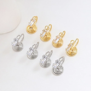 Orecchini a clip in rame placcato oro 18K con zircone per creazione gioielli fai da te