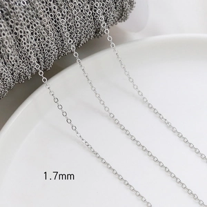 Detailed view of 1.7mm gold-plated thin cable chain for DIY jewelry making and replacement