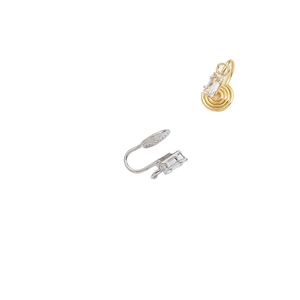 Orecchini a clip placcati in oro 18k con zircone taglio smeraldo in oro e argento