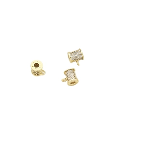14k gold plated copper spacer beads with cubic zirconia for DIY jewelry making