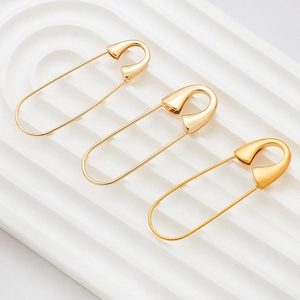 Alfiler de Seguridad de Cobre Chapado en Oro Minimalista Broche Grande Liso Pulido Mate Accesorios de Joyería DIY Alfiler Anti Exposición