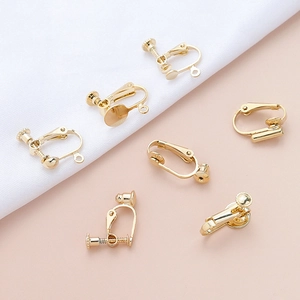Convertidores de pendientes en cobre chapado en oro para orejas no perforadas DIY