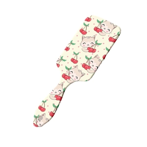 Cute cartoon cat and cherry pattern air cushion massage hairbrush with rounded rectangular head