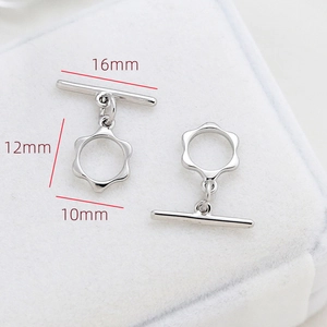 Fermoir à bascule OT en argent avec barre de 16mm et anneau fleur pour bijoux DIY