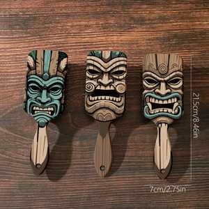 Lot de trois brosses à cheveux à coussin d'air avec motifs de masques tribaux