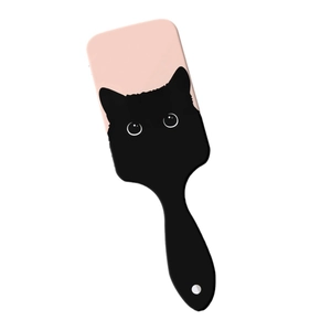 Spazzola per capelli con gatto carino rosa e nero, spazzola districante portatile