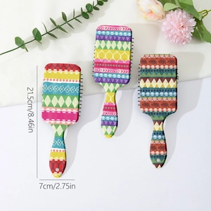 Colorful Bohemian patterned air cushion hairbrush with cartoon print for kids hair care