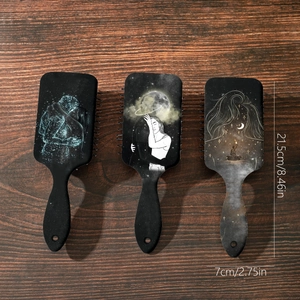 Set of 3 air cushion hair brushes with starry night art prints for scalp massage