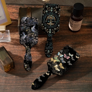 Vintage Butterfly Tree Of Life Printed Air Cushion Massage Hair Brush Portable Detangling Paddle Brush For Women Jewelry