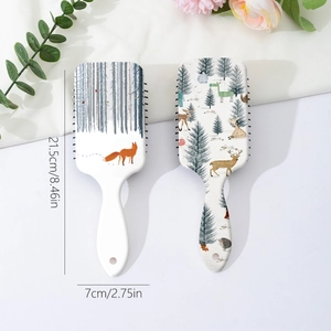 Brosses à cheveux à coussin d'air imprimé animal avec renard et élan de 21,5 cm