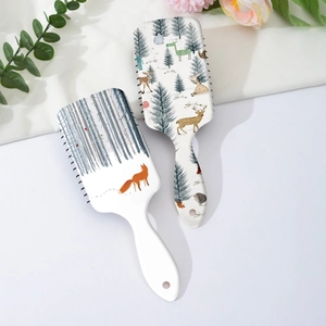 Brosse à cheveux pneumatique avec motifs d'animaux d'hiver cerf et renard pour massage