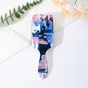Artistic oil painting print hair brush with air cushion and colorful abstract pattern