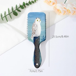 Brosse à cheveux motif hibou d'hiver avec coussin d'air tête rectangulaire 21,5cm x 7cm