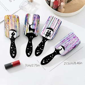 Brosses à cheveux à coussin d'air romantiques avec silhouettes artistiques imprimées