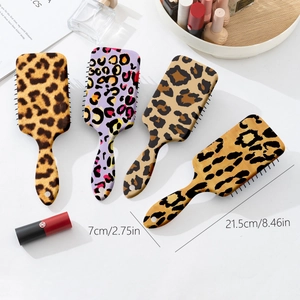 Large leopard print hair brush for women featuring air cushion massage and detangling