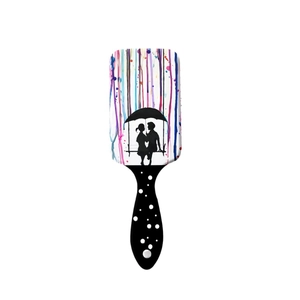 Brosse à cheveux pneumatique avec imprimé silhouette de couple et motifs artistiques