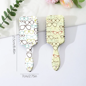 Brosse à cheveux portable avec motifs de lunettes et manche ergonomique pour femmes