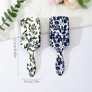 Floral print paddle hair brush set for scalp massage with ergonomic handle design