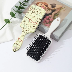 Ensemble de brosses à cheveux à imprimé lunettes avec coussin d'air massant et trou d'accroche