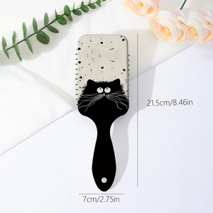 Cartoon cat air cushion massage hairbrush for scalp care with 21.5cm length and black cat pattern