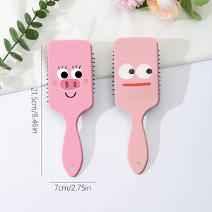 Ensemble de brosses à cheveux cochon rose mignon avec poignée mini et portable