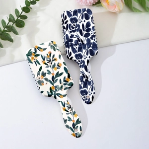 Floral print hair brushes with paddle air cushion for scalp massage and hair styling