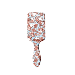 Spazzola pneumatica blu con simpatiche stampe di panda rosso e manico ergonomico