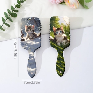 Brosse à cheveux à coussin d'air avec motifs de chats et poignée ergonomique