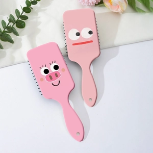 Brosse à cheveux cochon rose mignonne avec coussin d'air pour coiffage et massage cuir